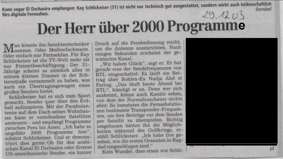 Bericht in der Hannoverschen Allgemeinen Zeitung vom 29.12.2003